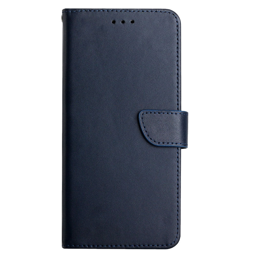 Wallet Stand Case for iPhone 15 Pro Max Genuine Cow Leather Nappa Texture Anti-drop Phone Cover - Blue