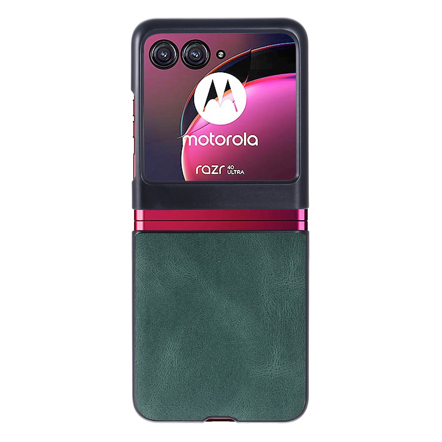 Uniqkart for Motorola Razr 40 Ultra 5G Vintage Phone Case PU Leather Coated Hard PC Protective Cover - Green