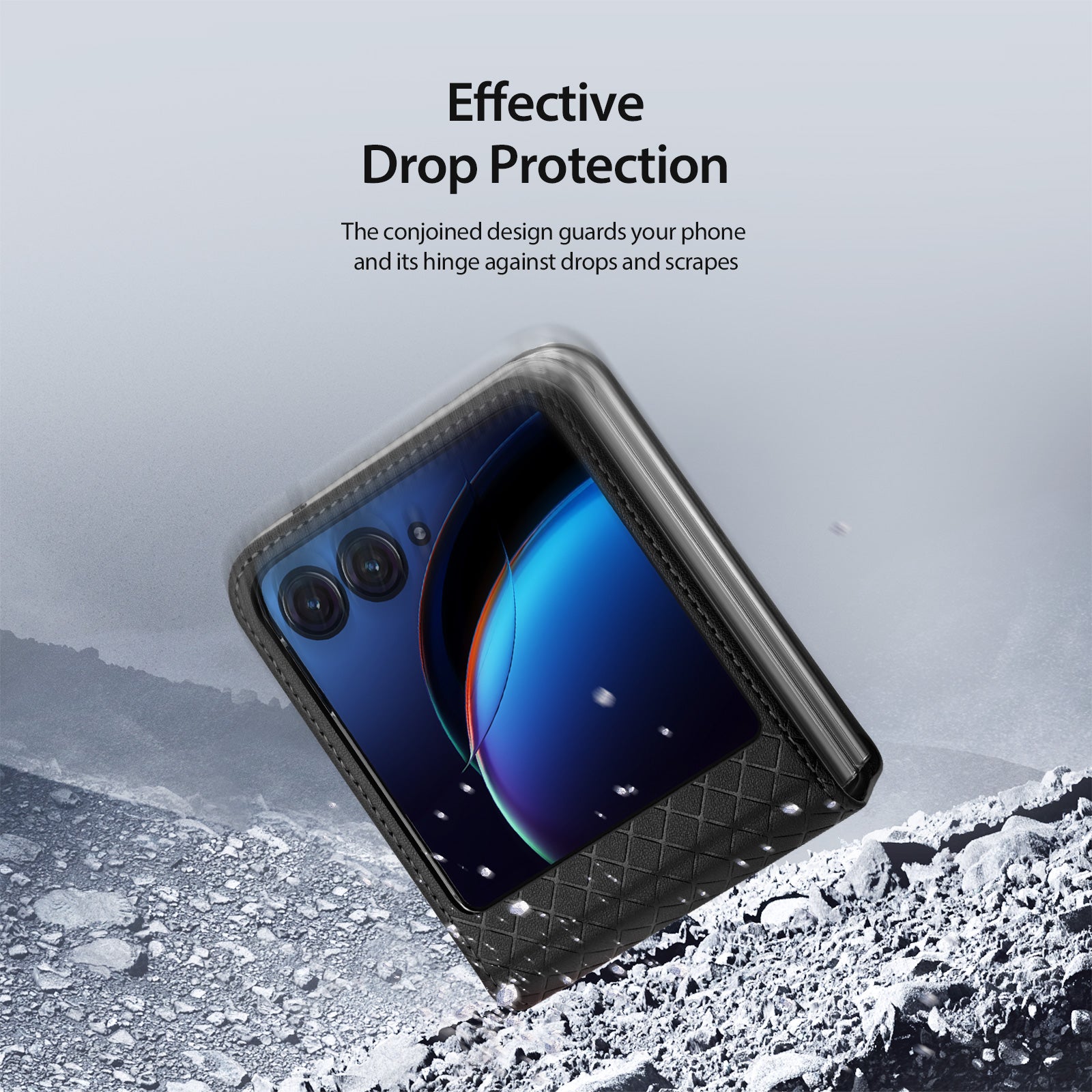 Uniqkart Bril-Series For Motorola Razr 40 Ultra 5G Shockproof Cover Anti-Scratch PU Leather PC Phone Case - Black