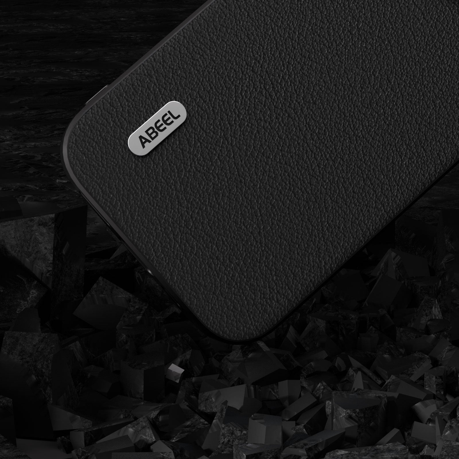Uniqkart For iPhone 15 Pro Phone Case Anti-Scratch Genuine Cow Leather+PC+TPU Cover - Black
