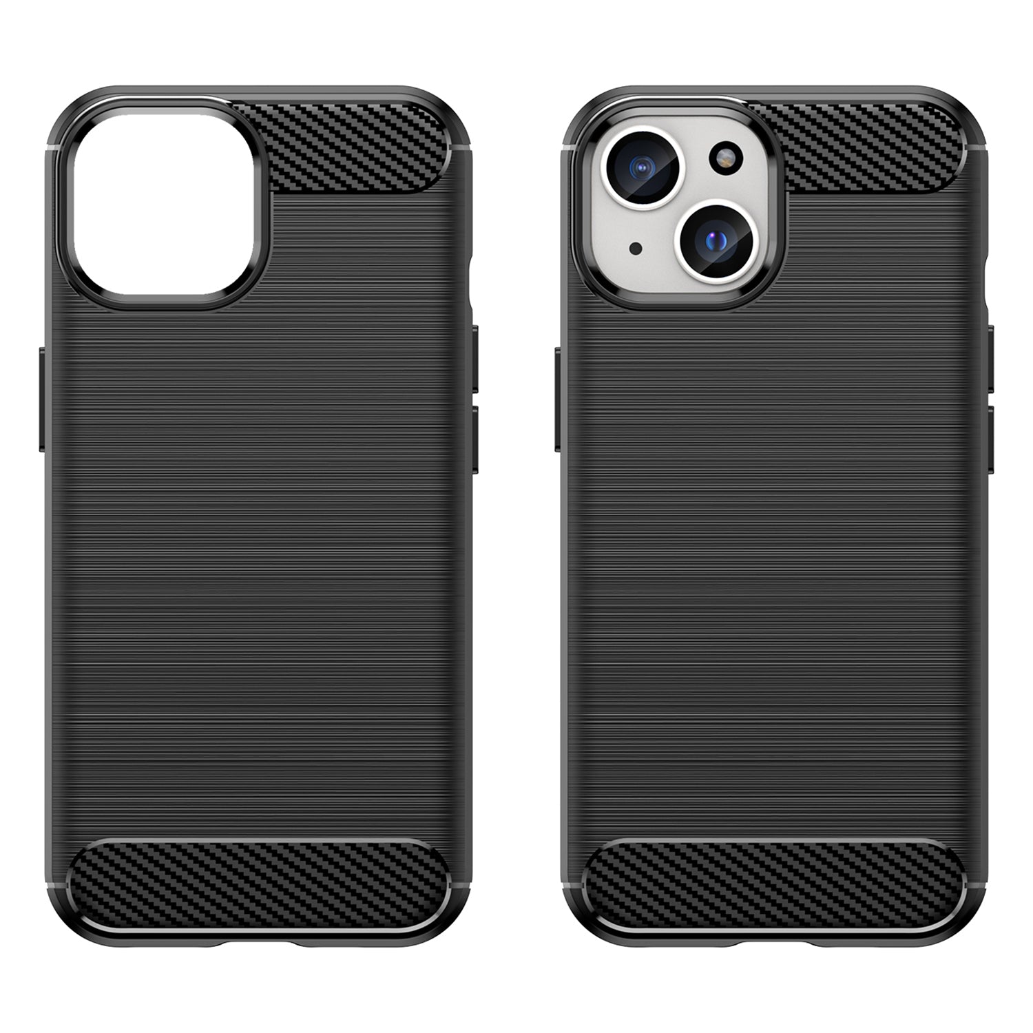 Soft TPU Phone Case for iPhone 15 , Carbon Fiber Texture Brushed Protective Phone Cover - Black