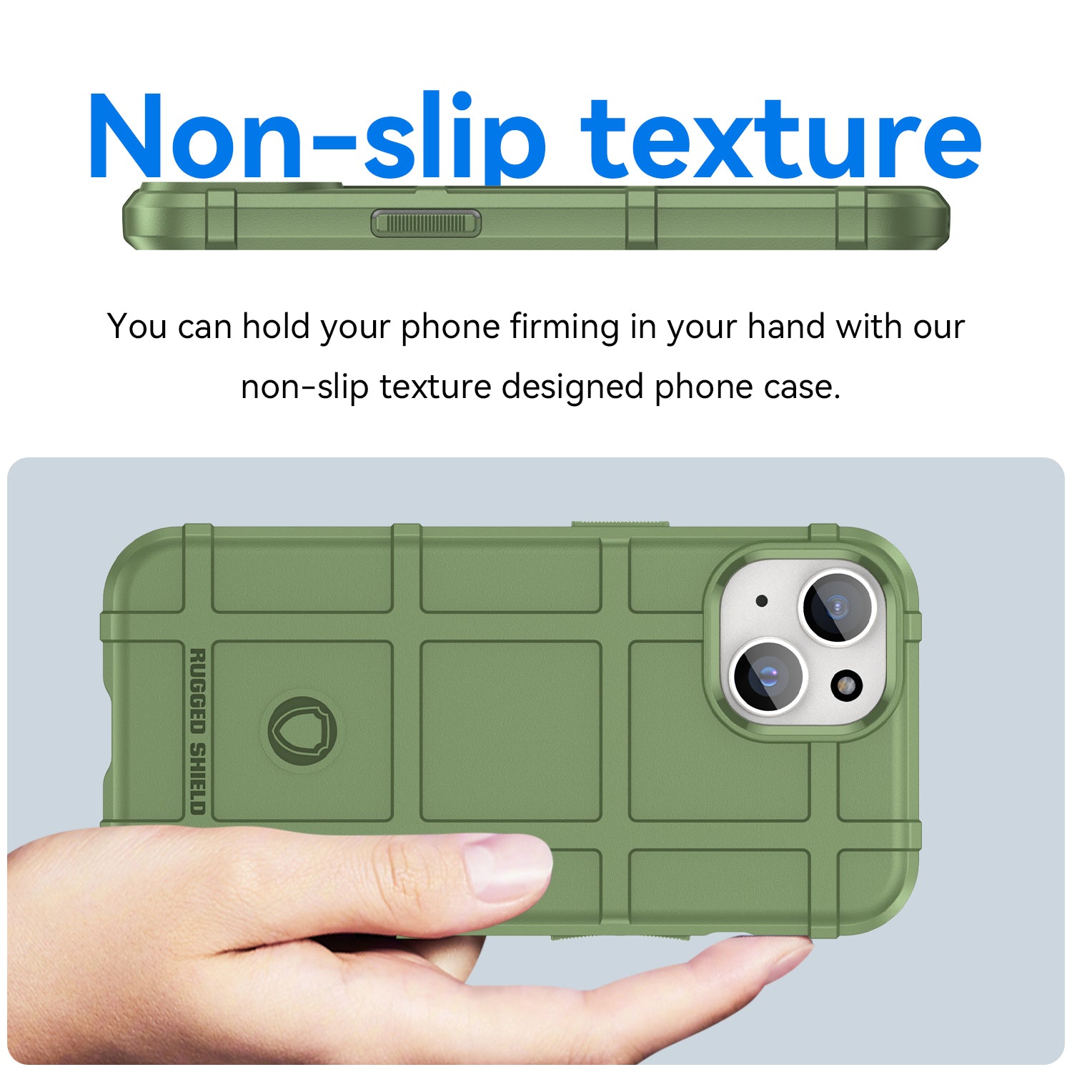 Uniqkart for iPhone 15 Soft TPU Phone Case Square Grid Texture Shockproof Phone Cover - Green