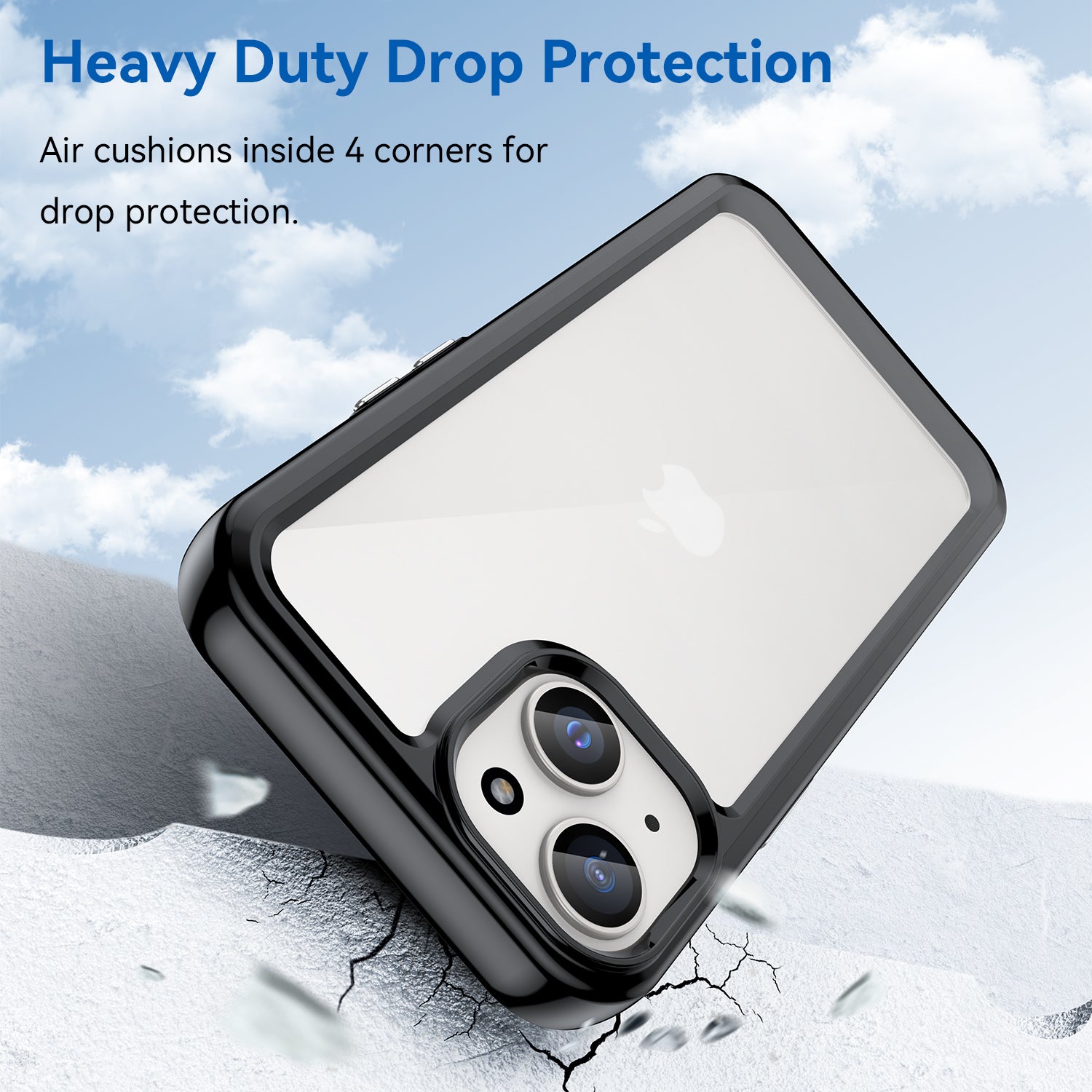 Uniqkart for iPhone 15 Drop Proof TPU+Acrylic Mobile Phone Back Cover Clear Protective Case - Black