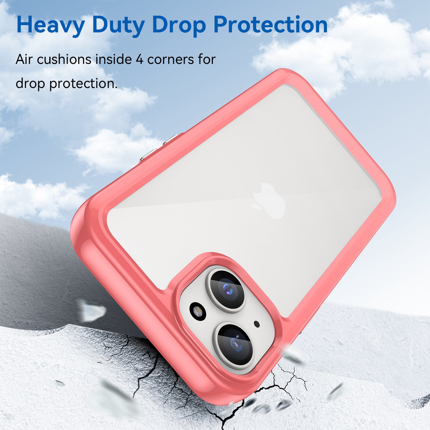 Uniqkart for iPhone 15 Drop Proof TPU+Acrylic Mobile Phone Back Cover Clear Protective Case - Red