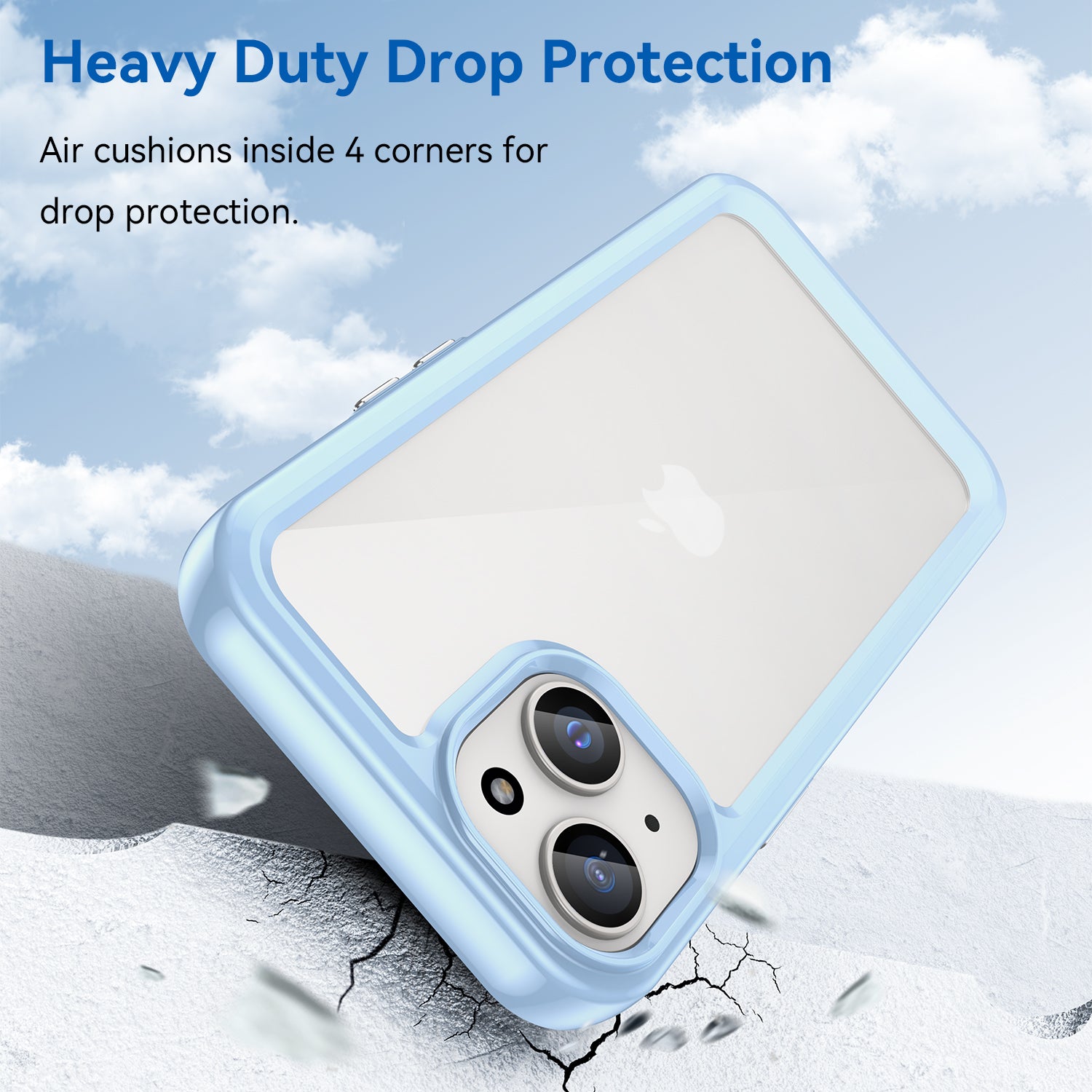 Uniqkart for iPhone 15 Drop Proof TPU+Acrylic Mobile Phone Back Cover Clear Protective Case - Blue