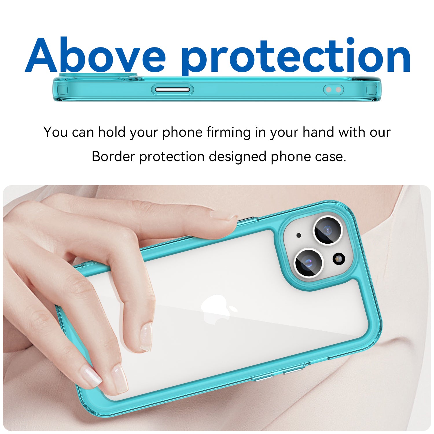 Uniqkart for iPhone 15 Drop Proof TPU+Acrylic Mobile Phone Back Cover Clear Protective Case - Transparent Blue