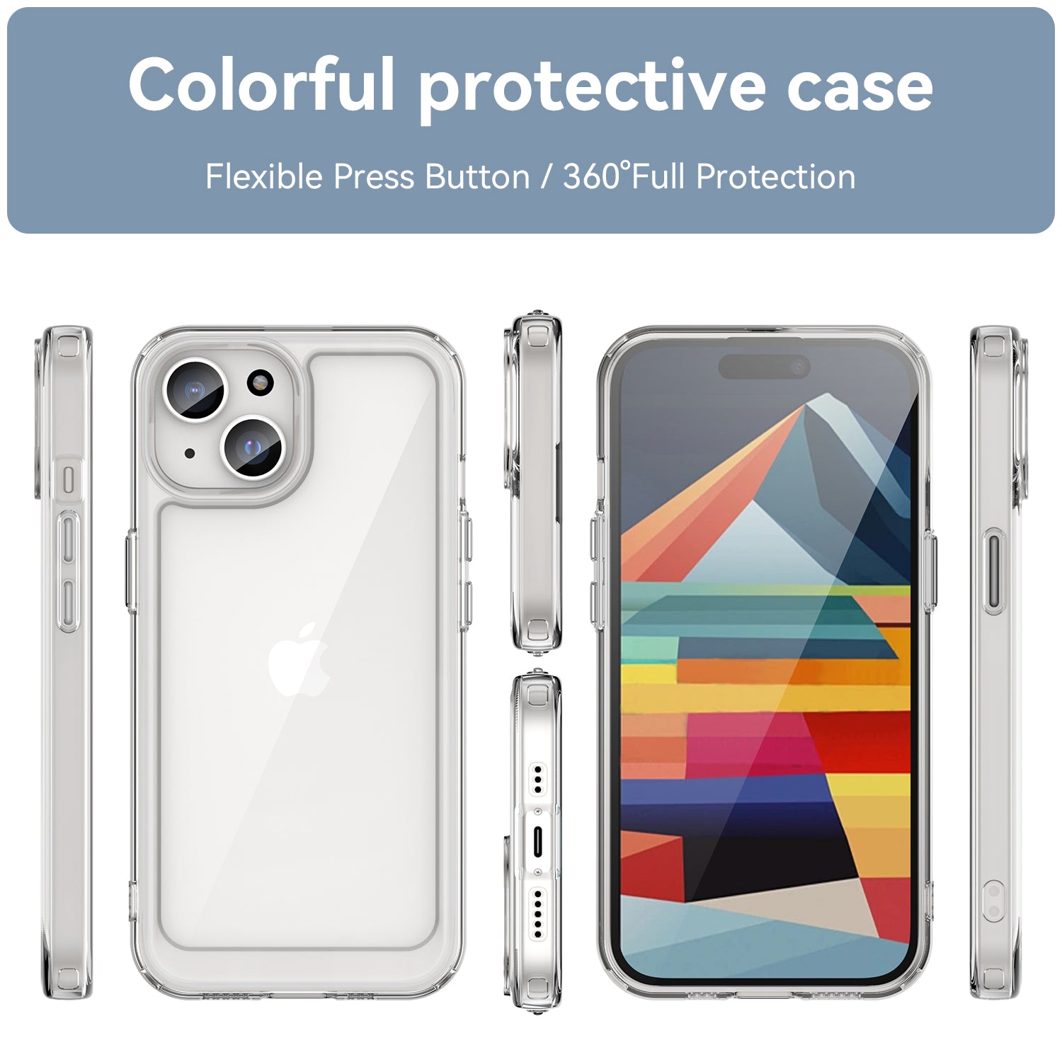 Uniqkart for iPhone 15 Drop Proof TPU+Acrylic Mobile Phone Back Cover Clear Protective Case - Transparent