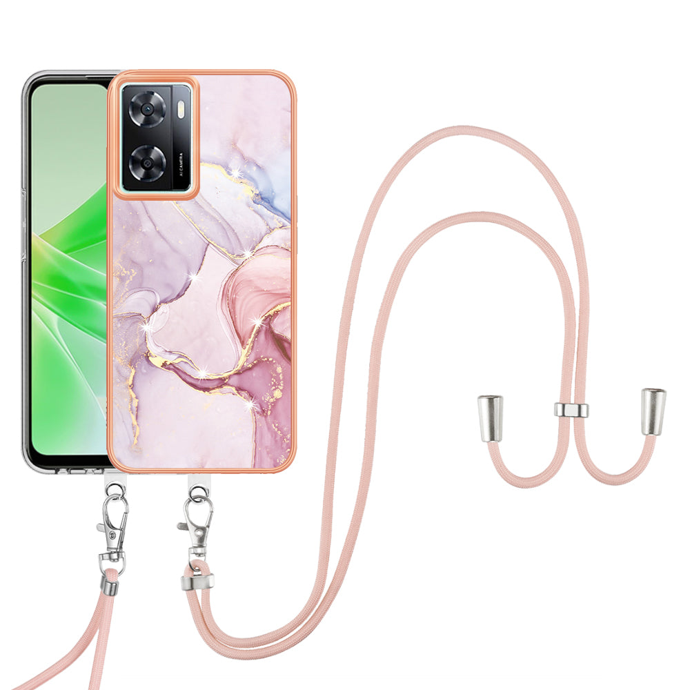 YB IMD Series-9 TPU Phone Case for OnePlus Nord N300 5G / Oppo A57 4G / A57 (2022) 5G / A77 5G / K10 5G / Realme Q5i / Narzo 50 5G / V23 5G , Marble Pattern IMD Cover - Rose Gold 005