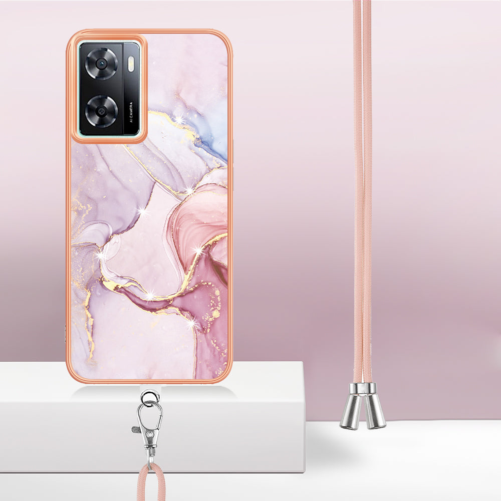 YB IMD Series-9 TPU Phone Case for OnePlus Nord N300 5G / Oppo A57 4G / A57 (2022) 5G / A77 5G / K10 5G / Realme Q5i / Narzo 50 5G / V23 5G , Marble Pattern IMD Cover - Rose Gold 005