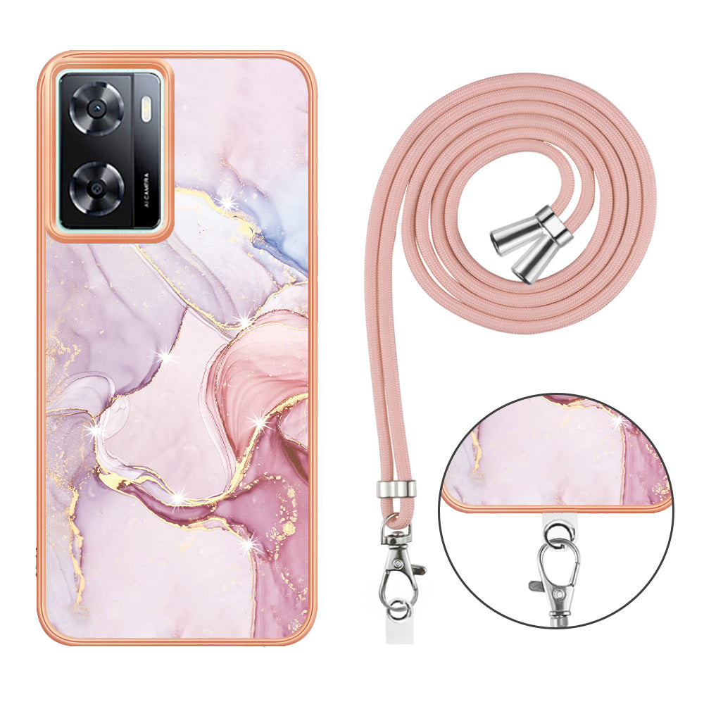 YB IMD Series-9 TPU Phone Case for OnePlus Nord N300 5G / Oppo A57 4G / A57 (2022) 5G / A77 5G / K10 5G / Realme Q5i / Narzo 50 5G / V23 5G , Marble Pattern IMD Cover - Rose Gold 005