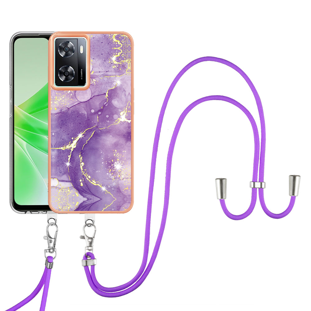 YB IMD Series-9 TPU Phone Case for OnePlus Nord N300 5G / Oppo A57 4G / A57 (2022) 5G / A77 5G / K10 5G / Realme Q5i / Narzo 50 5G / V23 5G , Marble Pattern IMD Cover - Purple 002