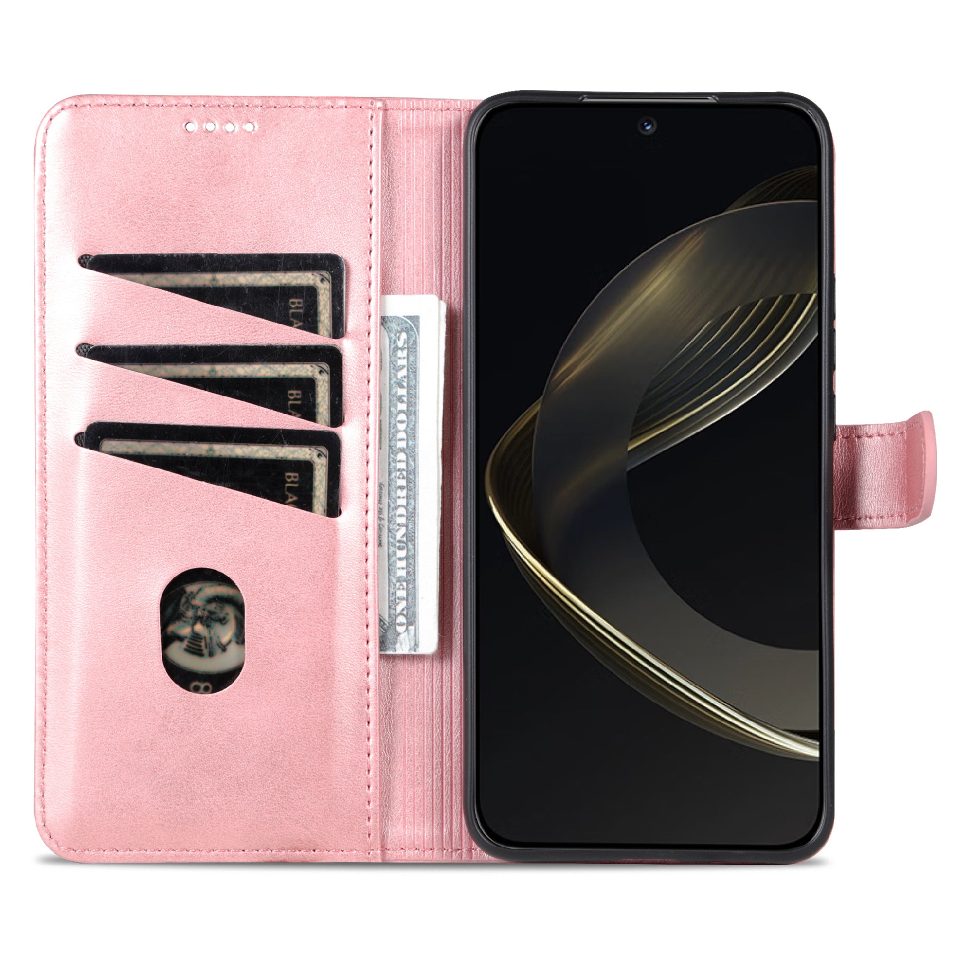 Uniqkart for Huawei nova 11 Ultra / nova 11 Pro Anti-Dust PU Leather Phone Cover Stand Wallet Case - Rose Gold