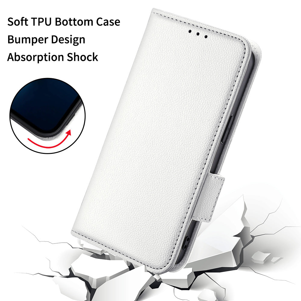 Wallet Stand Phone Case for Nokia XR21 Litchi Texture PU Leather Shockproof Cover - White