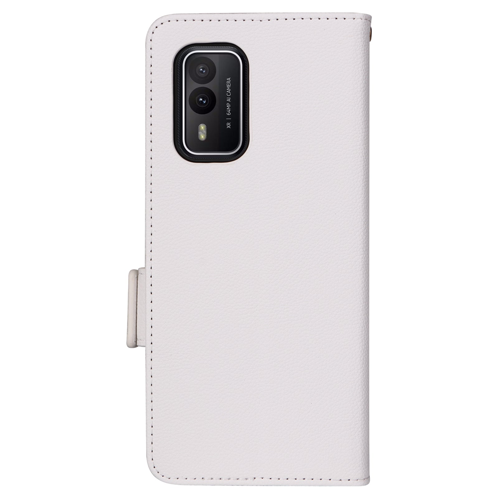 Wallet Stand Phone Case for Nokia XR21 Litchi Texture PU Leather Shockproof Cover - White