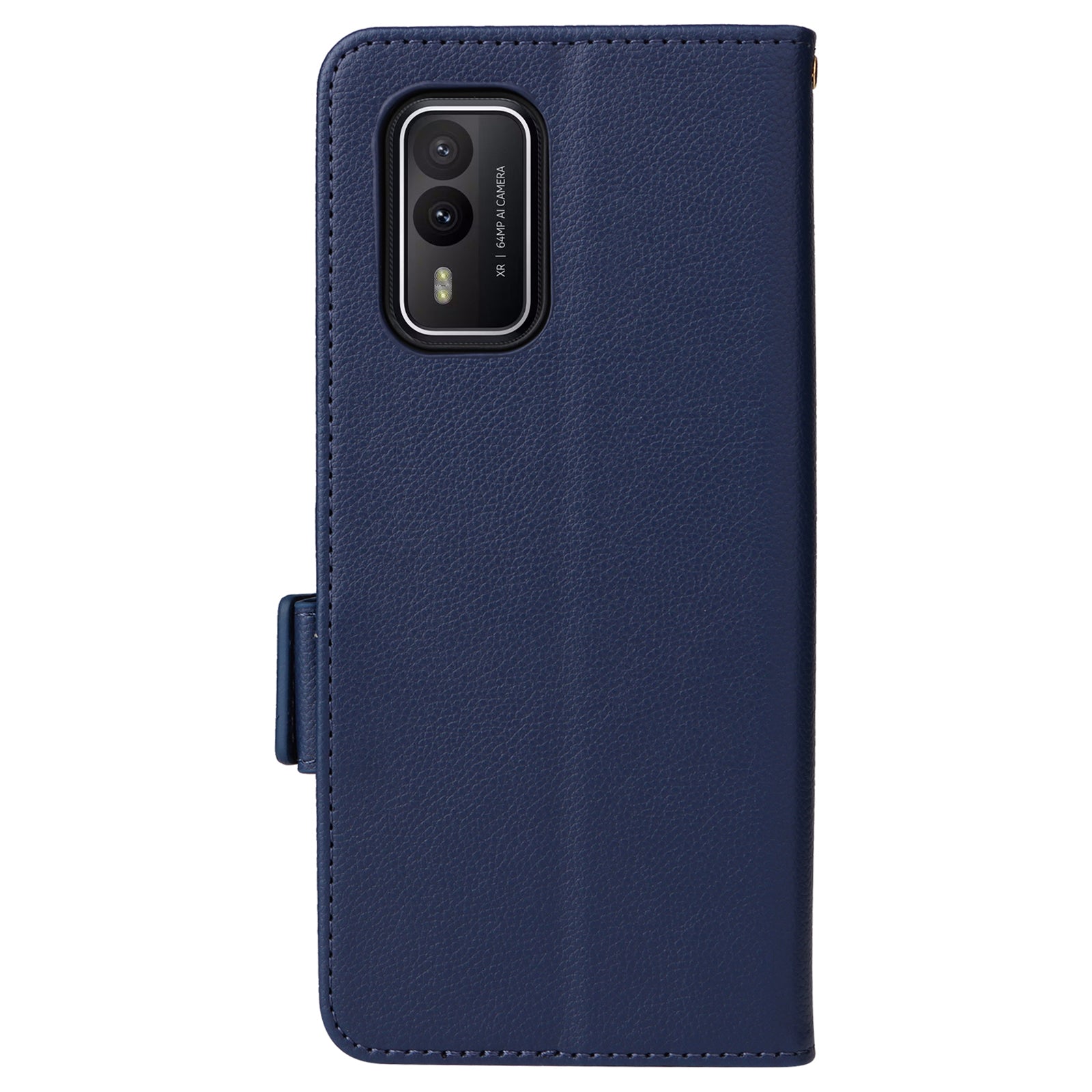 Wallet Stand Phone Case for Nokia XR21 Litchi Texture PU Leather Shockproof Cover - Dark Blue