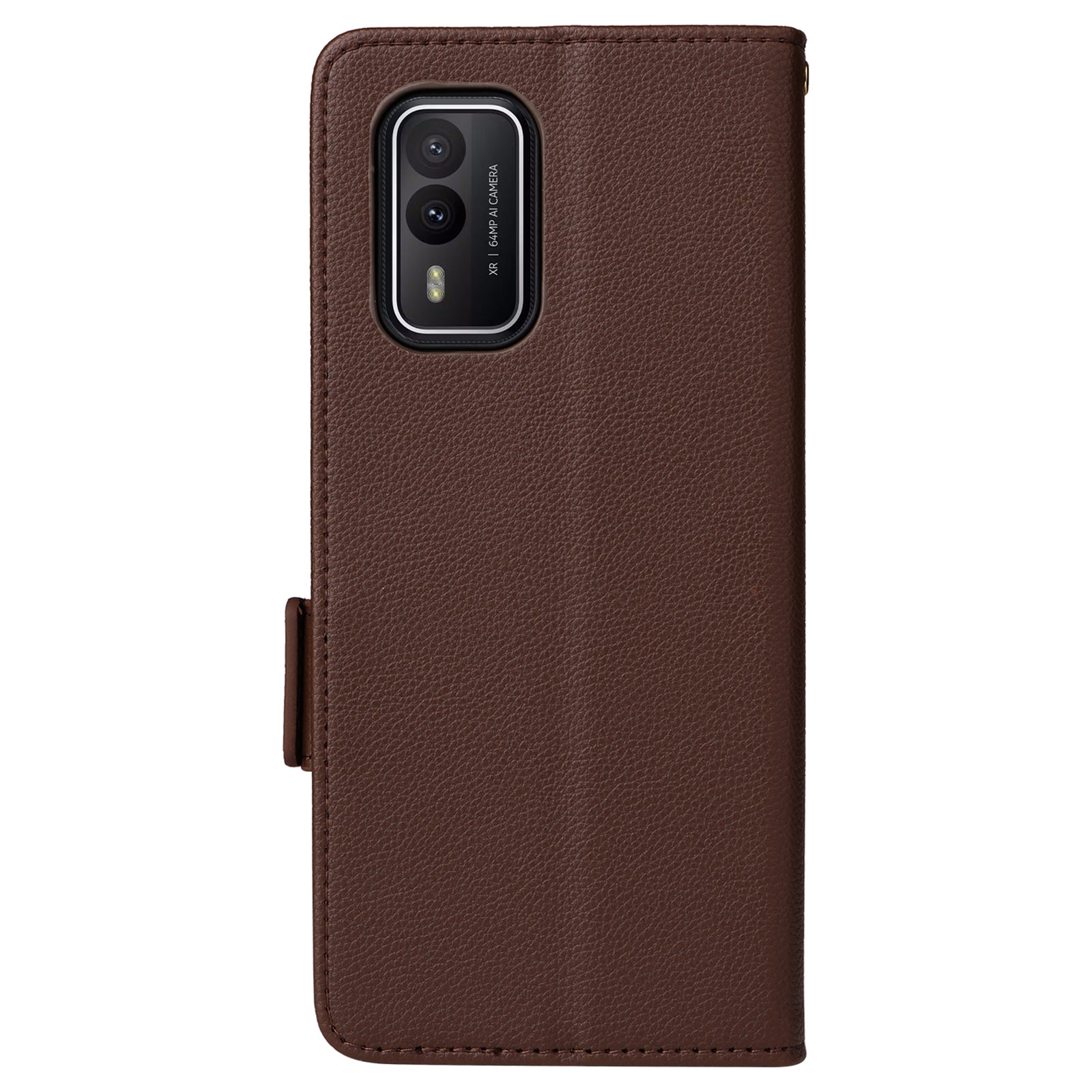 Wallet Stand Phone Case for Nokia XR21 Litchi Texture PU Leather Shockproof Cover - Brown