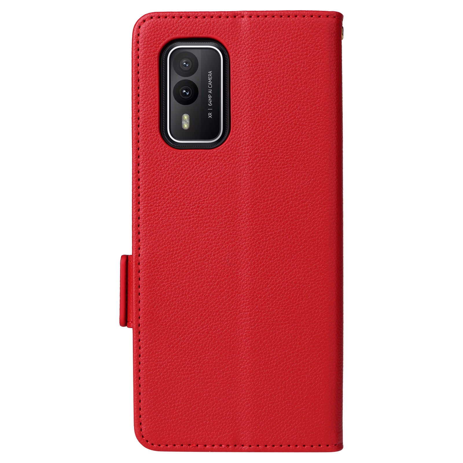 Wallet Stand Phone Case for Nokia XR21 Litchi Texture PU Leather Shockproof Cover - Red