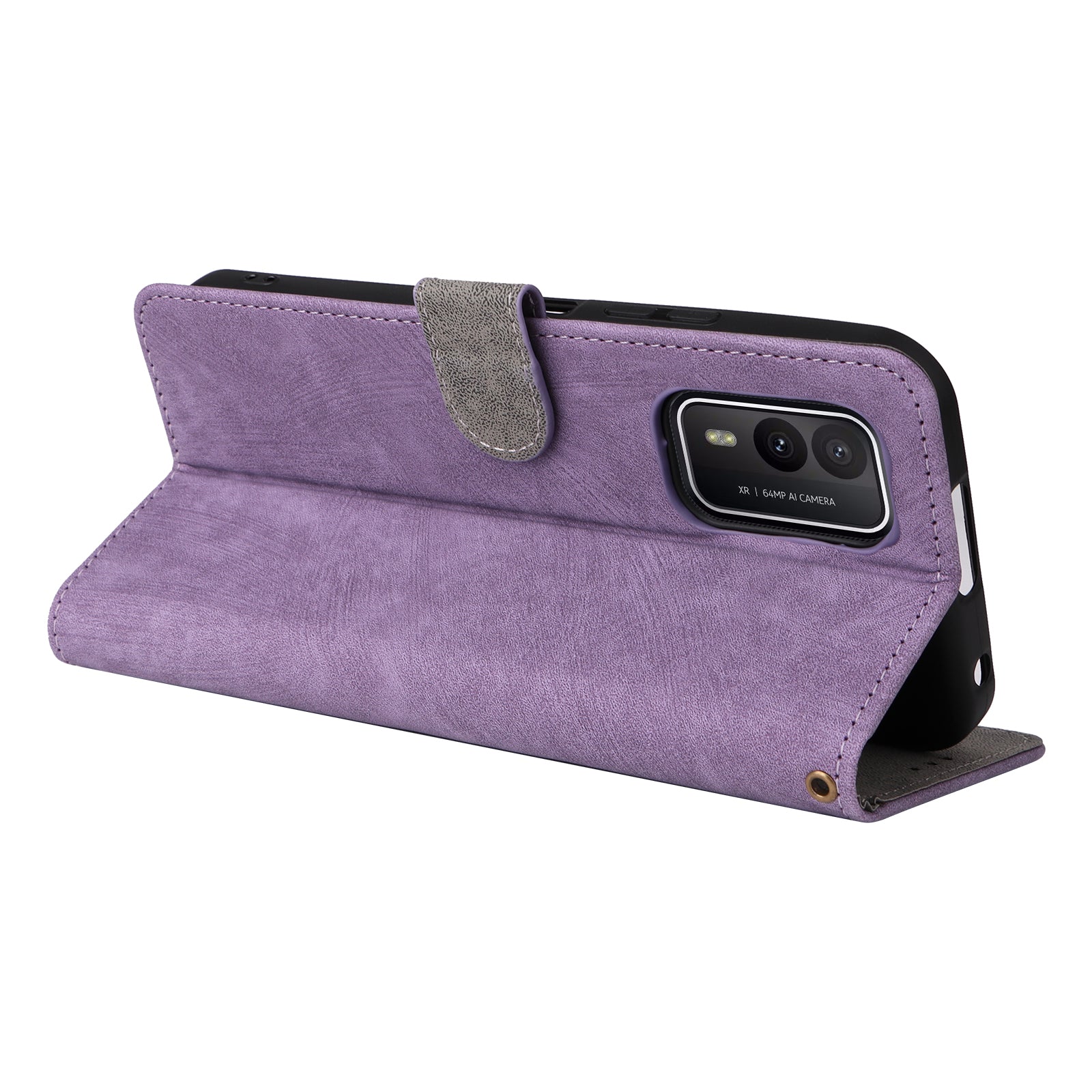 Uniqkart for Nokia XR21 RFID Blocking Phone Cover Wallet Stand Shell Shockproof Leather Case - Purple