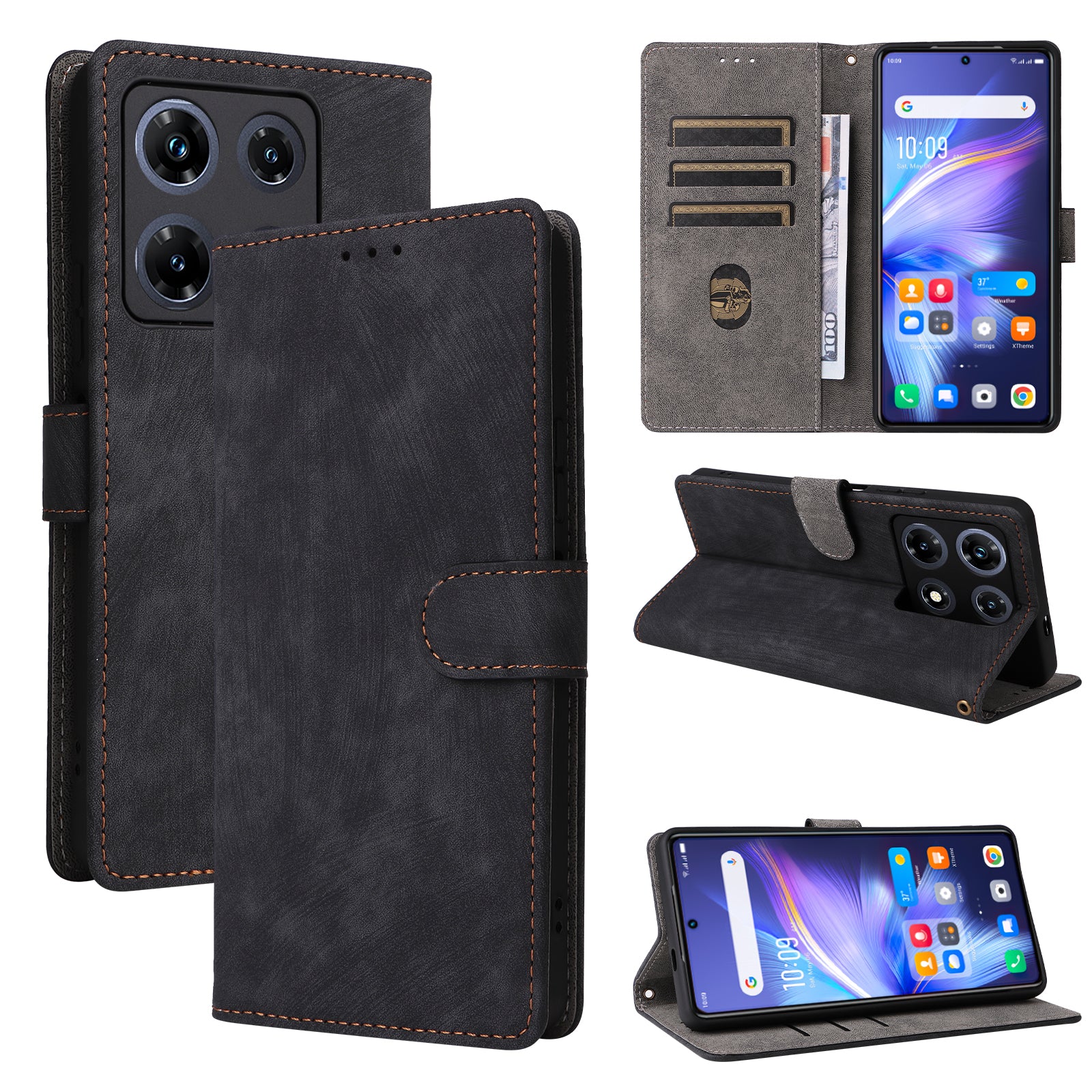 RFID Blocking Phone Cover for Infinix Note 30 Pro 4G X678B Wallet Stand Shell Leather Case - Black