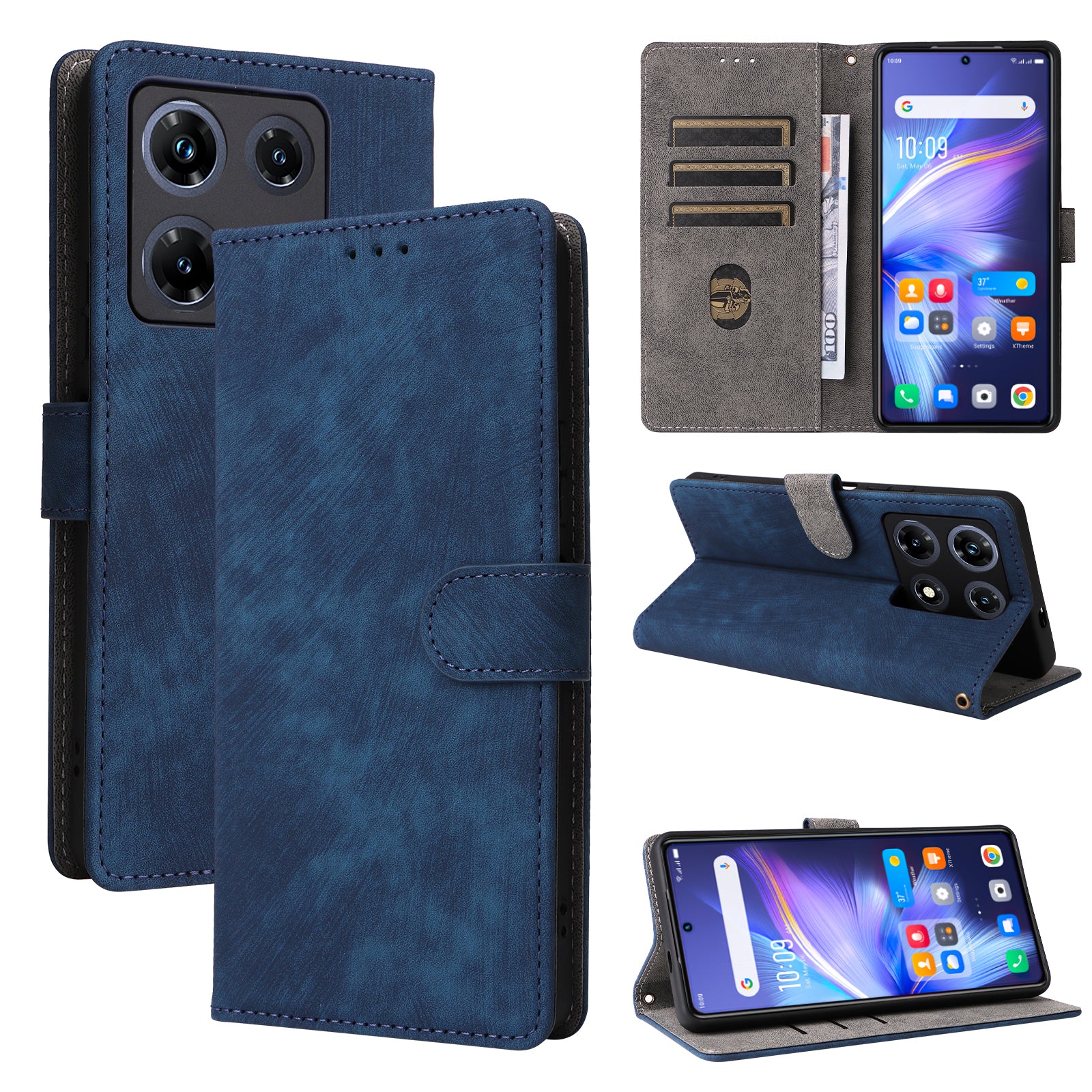 RFID Blocking Phone Cover for Infinix Note 30 Pro 4G X678B Wallet Stand Shell Leather Case - Blue