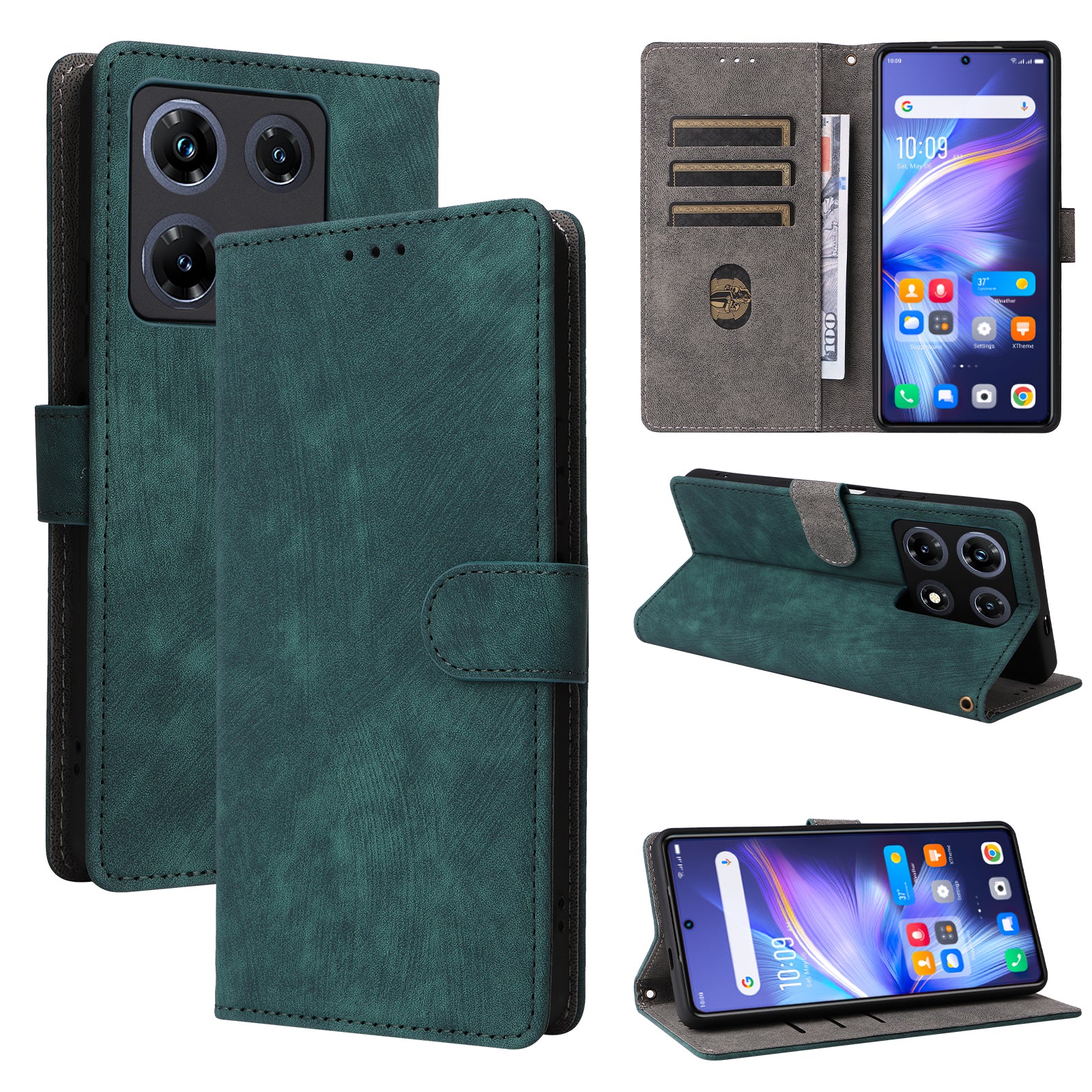 RFID Blocking Phone Cover for Infinix Note 30 Pro 4G X678B Wallet Stand Shell Leather Case - Green