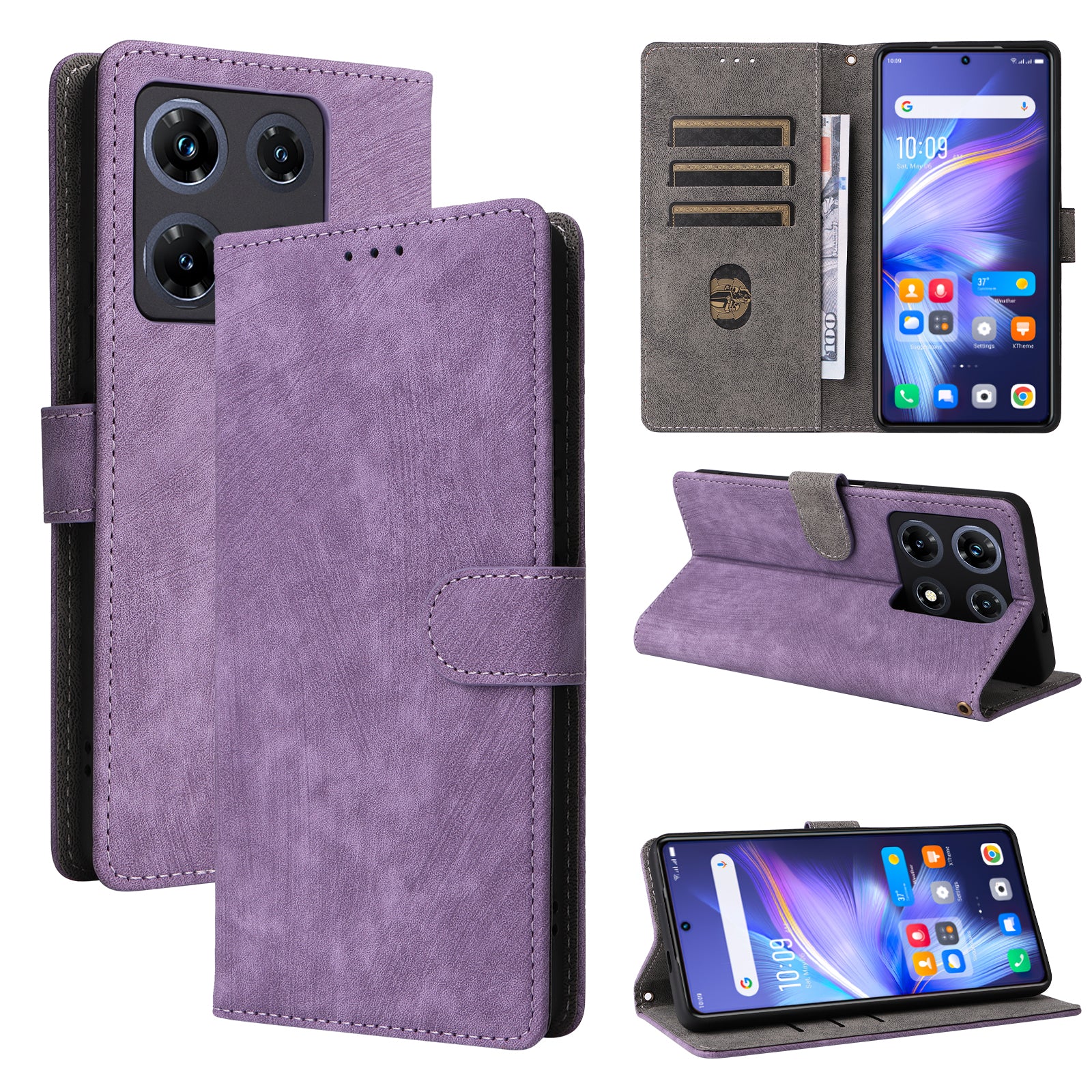 RFID Blocking Phone Cover for Infinix Note 30 Pro 4G X678B Wallet Stand Shell Leather Case - Purple
