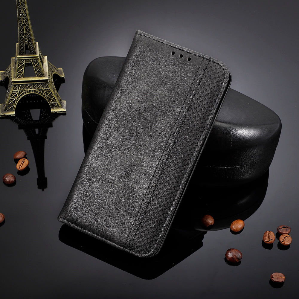 Retro Phone Case for Ulefone Note 16 Pro , PU Leather + TPU Phone Cover with Stand Wallet - Black