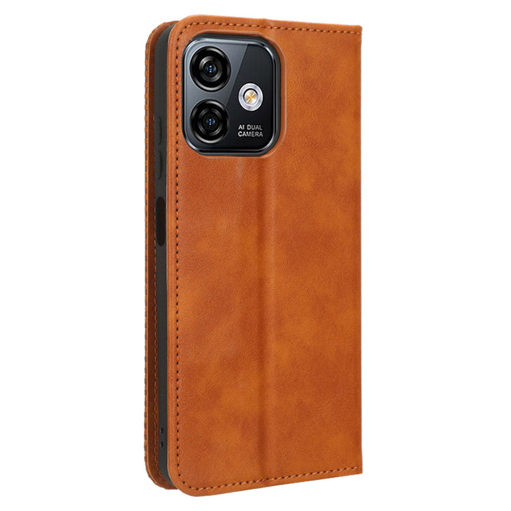 Retro Phone Case for Ulefone Note 16 Pro , PU Leather + TPU Phone Cover with Stand Wallet - Brown
