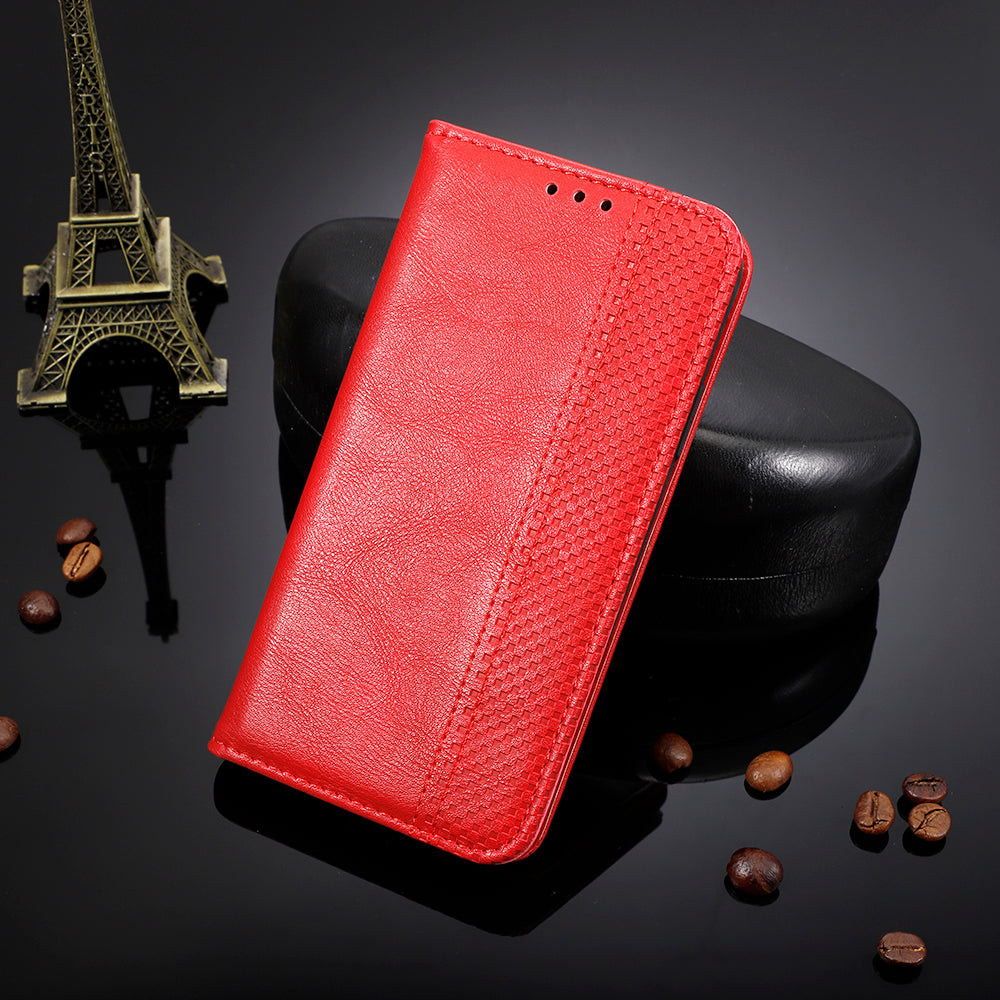 Retro Phone Case for Ulefone Note 16 Pro , PU Leather + TPU Phone Cover with Stand Wallet - Red