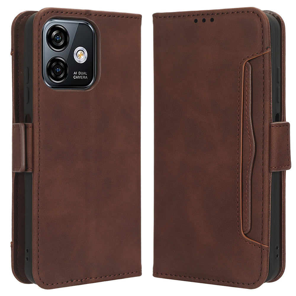 Uniqkart for Ulefone Note 16 Pro PU Leather Case Phone Wallet Multiple Card Slots Stand Cover - Brown