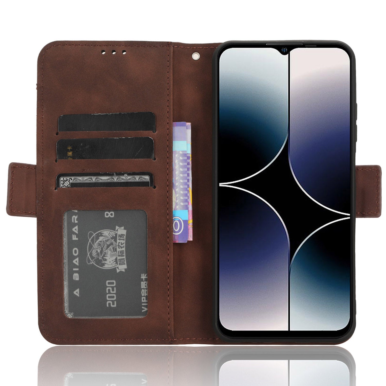 Uniqkart for Ulefone Note 16 Pro PU Leather Case Phone Wallet Multiple Card Slots Stand Cover - Brown