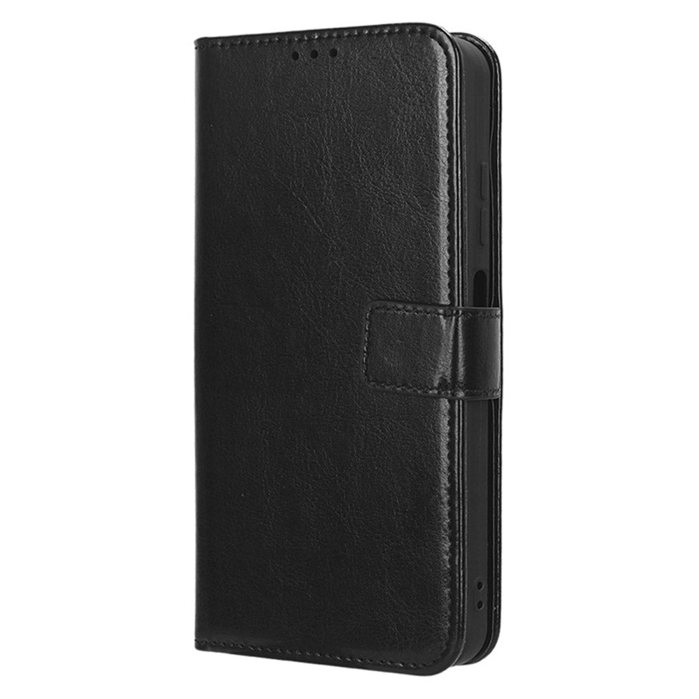 Uniqkart for Ulefone Note 16 Pro Folio Flip Phone Case Crazy Horse Texture PU Leather Stand Wallet Cover - Black
