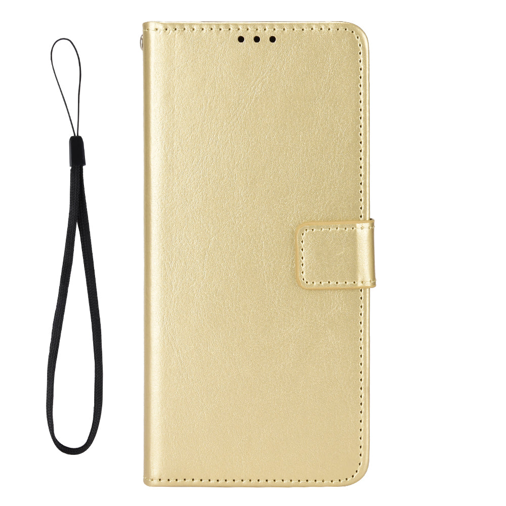Uniqkart for Ulefone Note 16 Pro Folio Flip Phone Case Crazy Horse Texture PU Leather Stand Wallet Cover - Gold