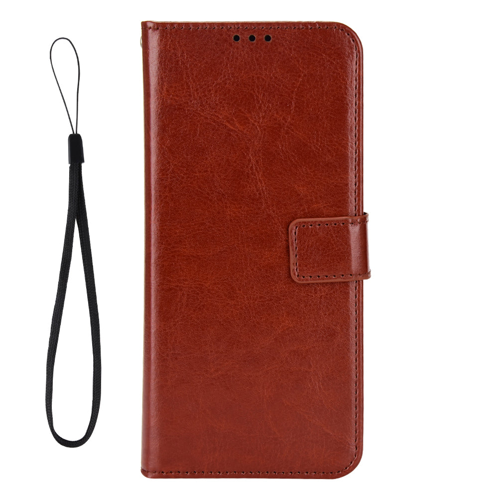 Uniqkart for Ulefone Note 16 Pro Folio Flip Phone Case Crazy Horse Texture PU Leather Stand Wallet Cover - Brown