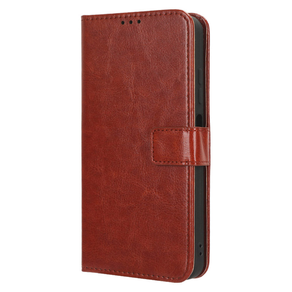 Uniqkart for Ulefone Note 16 Pro Folio Flip Phone Case Crazy Horse Texture PU Leather Stand Wallet Cover - Brown