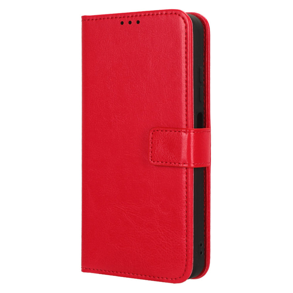 Uniqkart for Ulefone Note 16 Pro Folio Flip Phone Case Crazy Horse Texture PU Leather Stand Wallet Cover - Red