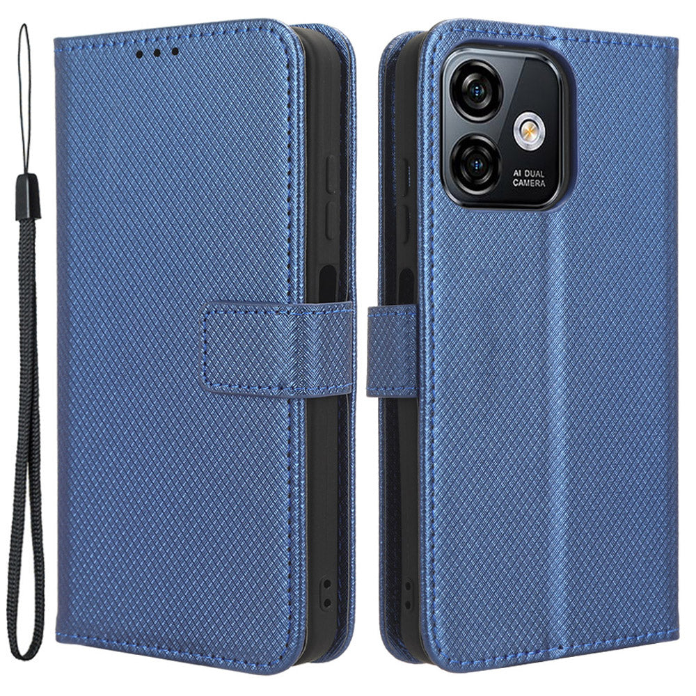 Uniqkart for Ulefone Note 16 Pro PU Leather Wallet Phone Case Stand Cover Diamond Texture Shell - Blue