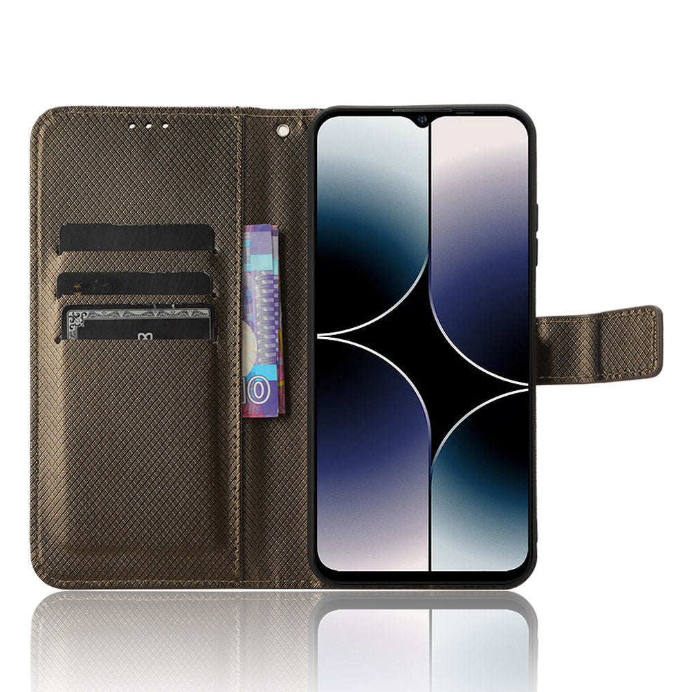 Uniqkart for Ulefone Note 16 Pro PU Leather Wallet Phone Case Stand Cover Diamond Texture Shell - Brown