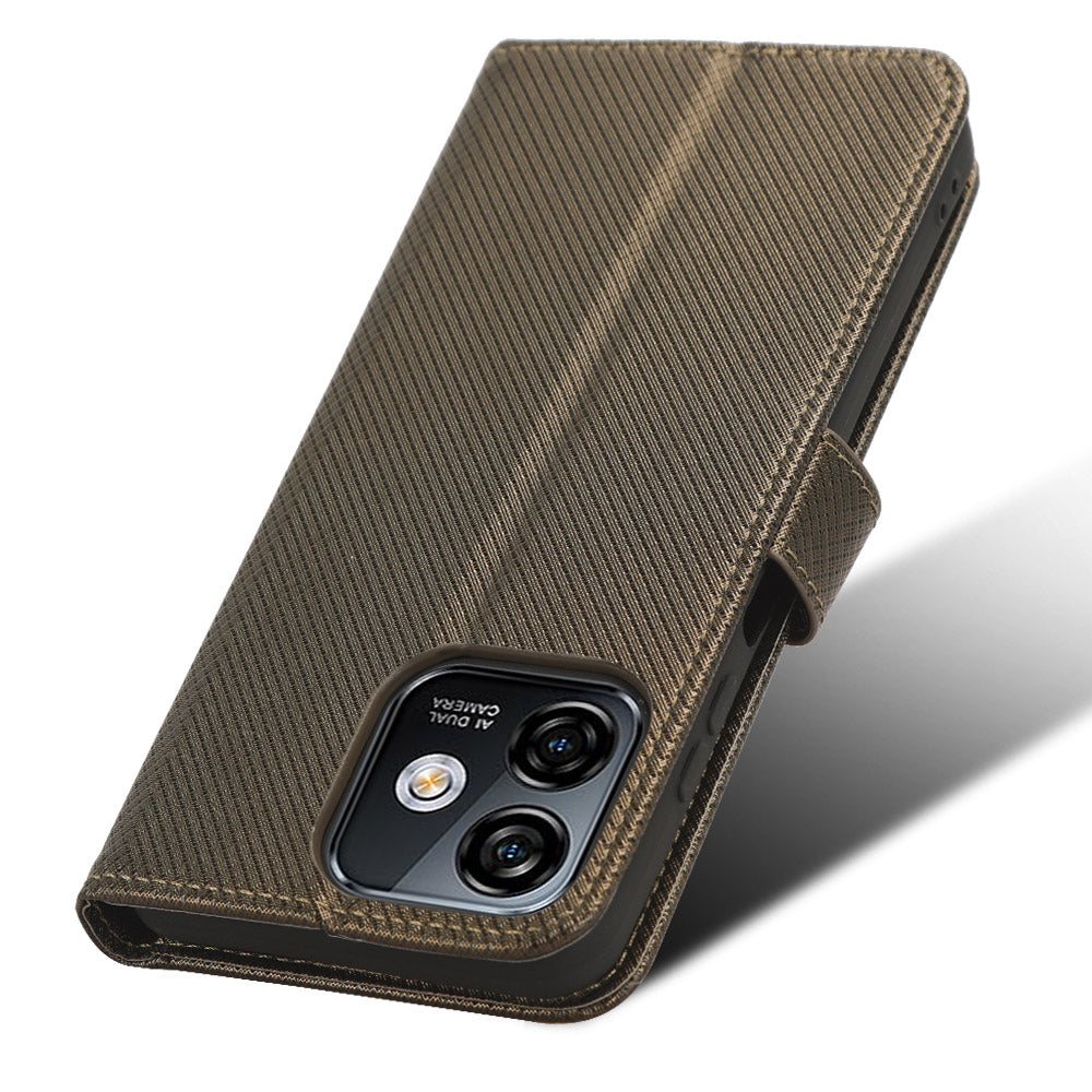 Uniqkart for Ulefone Note 16 Pro PU Leather Wallet Phone Case Stand Cover Diamond Texture Shell - Brown