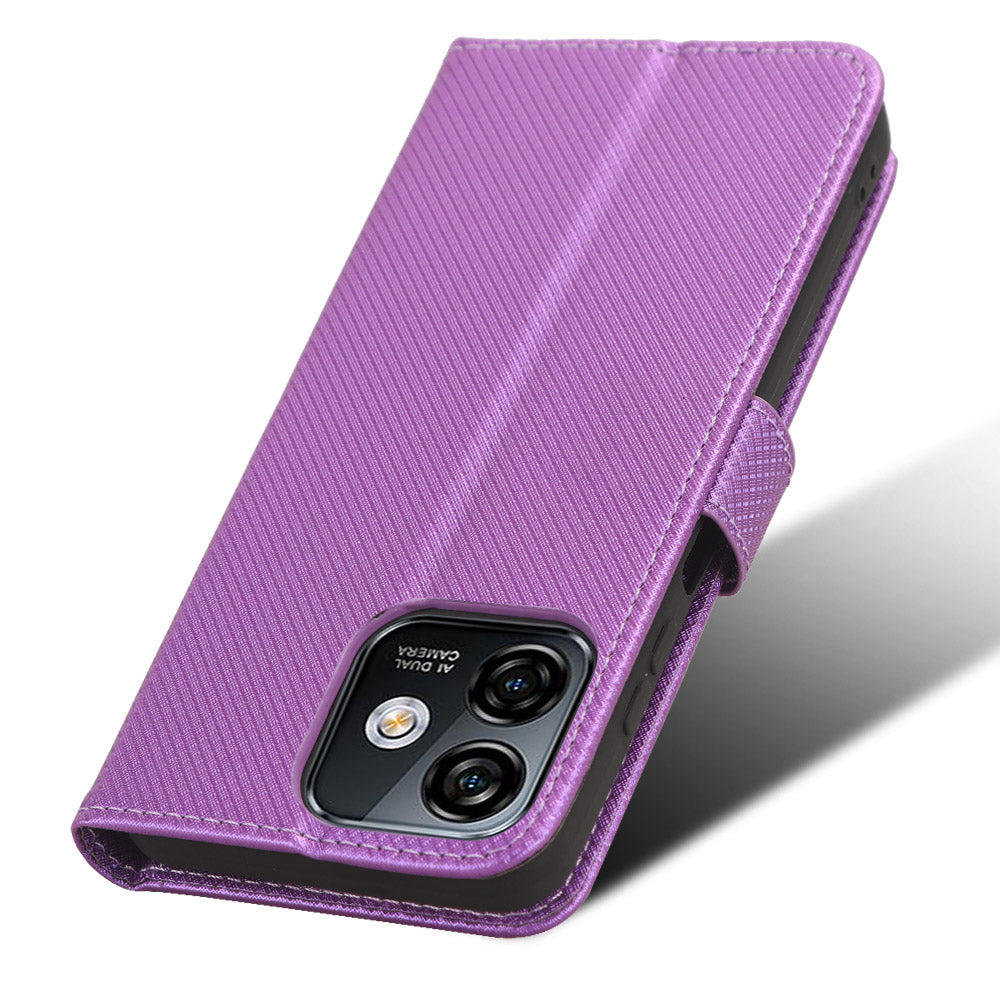 Uniqkart for Ulefone Note 16 Pro PU Leather Wallet Phone Case Stand Cover Diamond Texture Shell - Purple