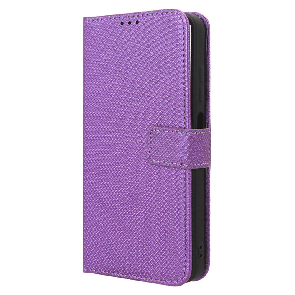 Uniqkart for Ulefone Note 16 Pro PU Leather Wallet Phone Case Stand Cover Diamond Texture Shell - Purple