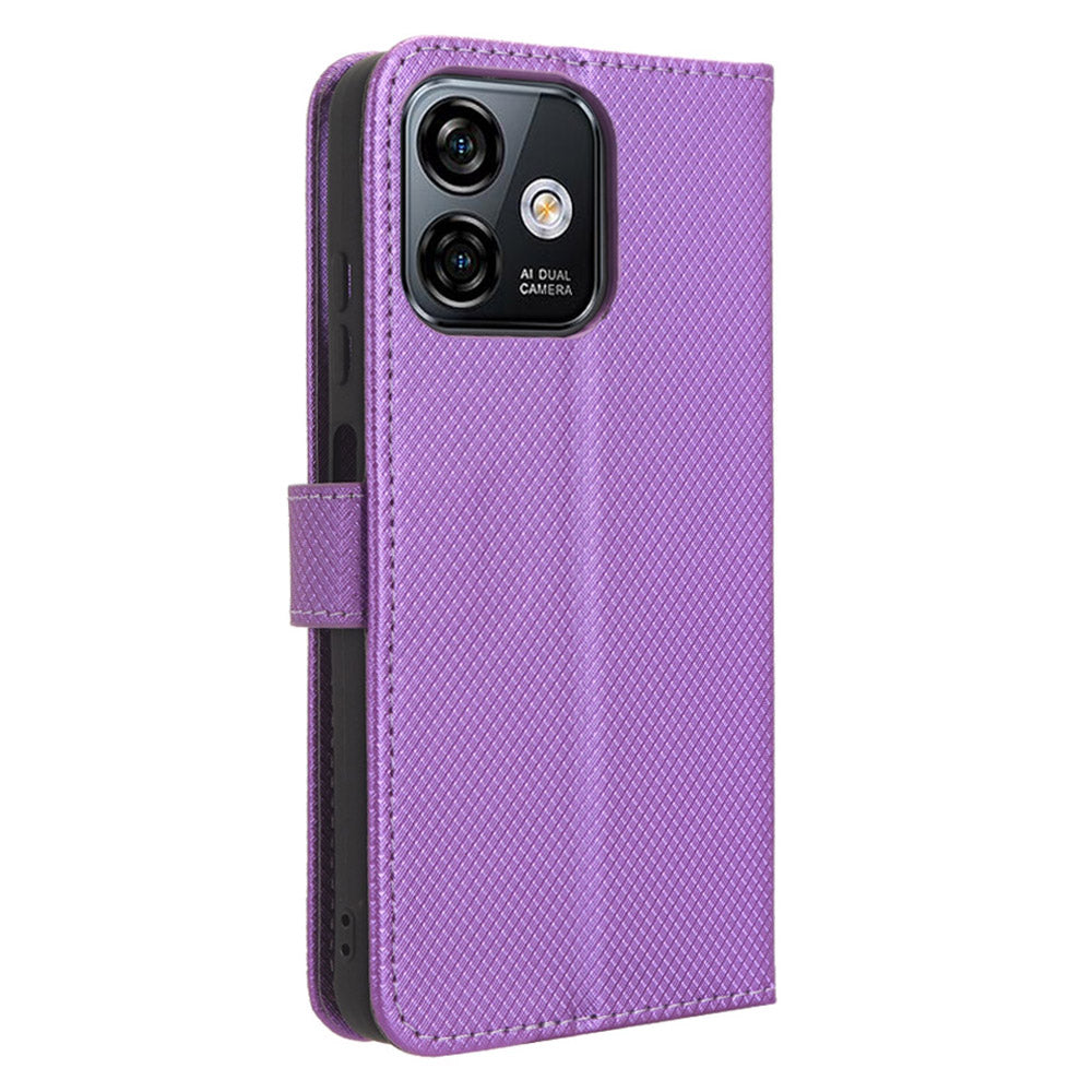 Uniqkart for Ulefone Note 16 Pro PU Leather Wallet Phone Case Stand Cover Diamond Texture Shell - Purple