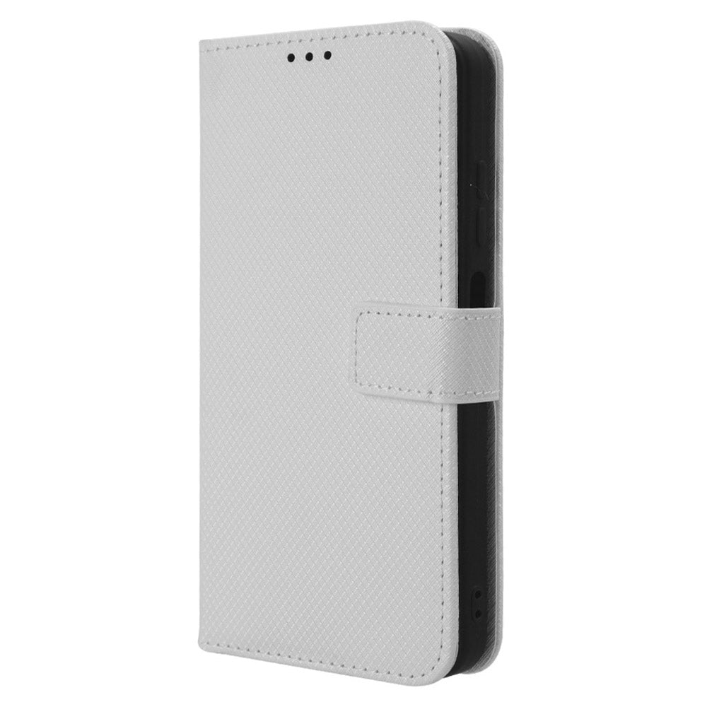 Uniqkart for Ulefone Note 16 Pro PU Leather Wallet Phone Case Stand Cover Diamond Texture Shell - White