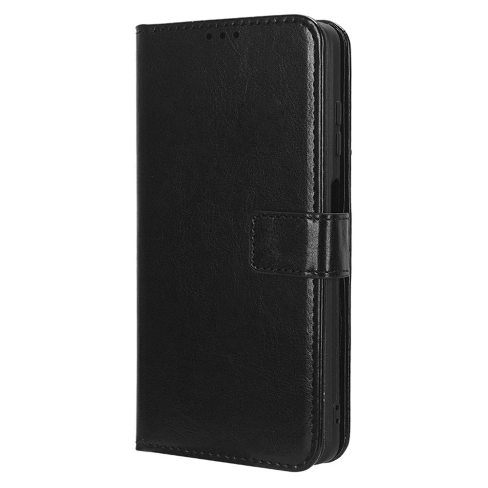 Uniqkart for Blackview Oscal C30 / C30 Pro Foldable Stand Phone Case Crazy Horse Texture PU Leather Wallet Cover - Black