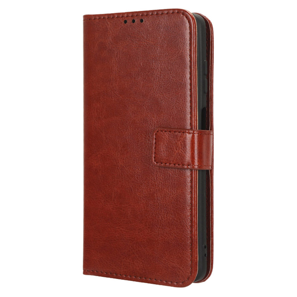 Uniqkart for Blackview Oscal C30 / C30 Pro Foldable Stand Phone Case Crazy Horse Texture PU Leather Wallet Cover - Brown