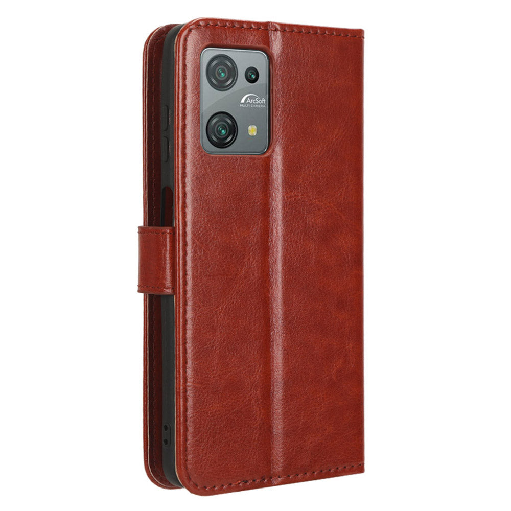 Uniqkart for Blackview Oscal C30 / C30 Pro Foldable Stand Phone Case Crazy Horse Texture PU Leather Wallet Cover - Brown