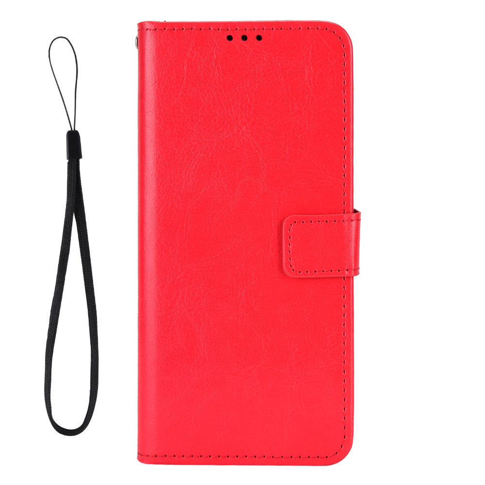 Uniqkart for Blackview Oscal C30 / C30 Pro Foldable Stand Phone Case Crazy Horse Texture PU Leather Wallet Cover - Red