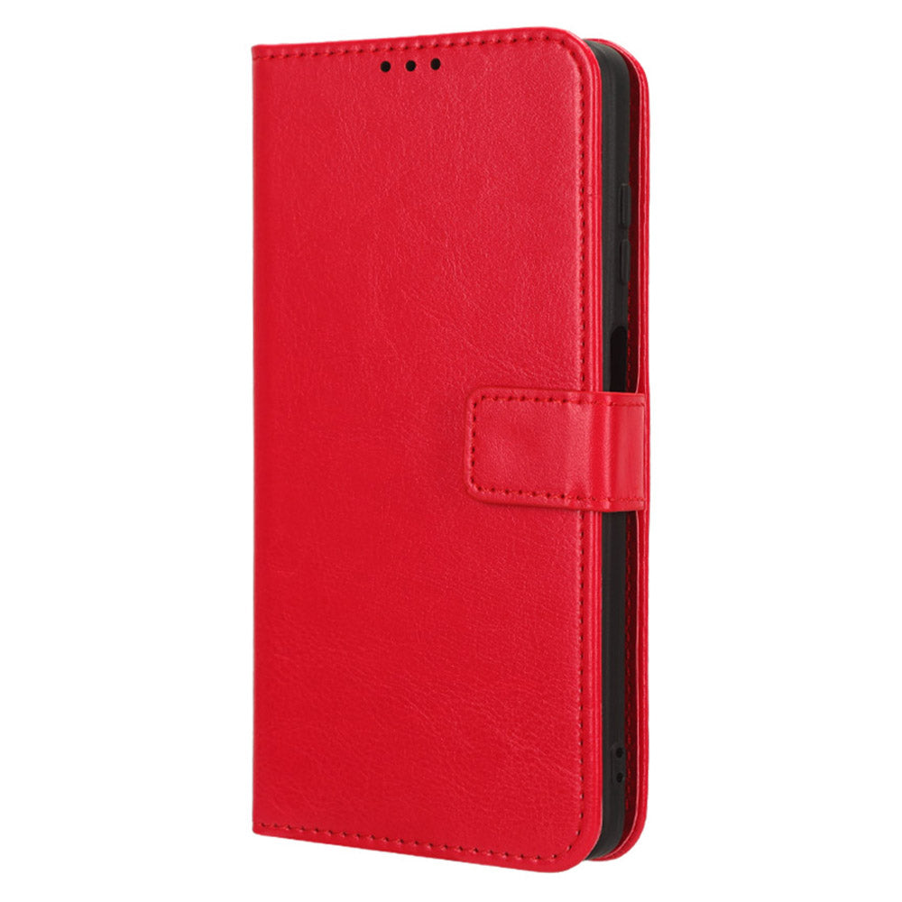 Uniqkart for Blackview Oscal C30 / C30 Pro Foldable Stand Phone Case Crazy Horse Texture PU Leather Wallet Cover - Red