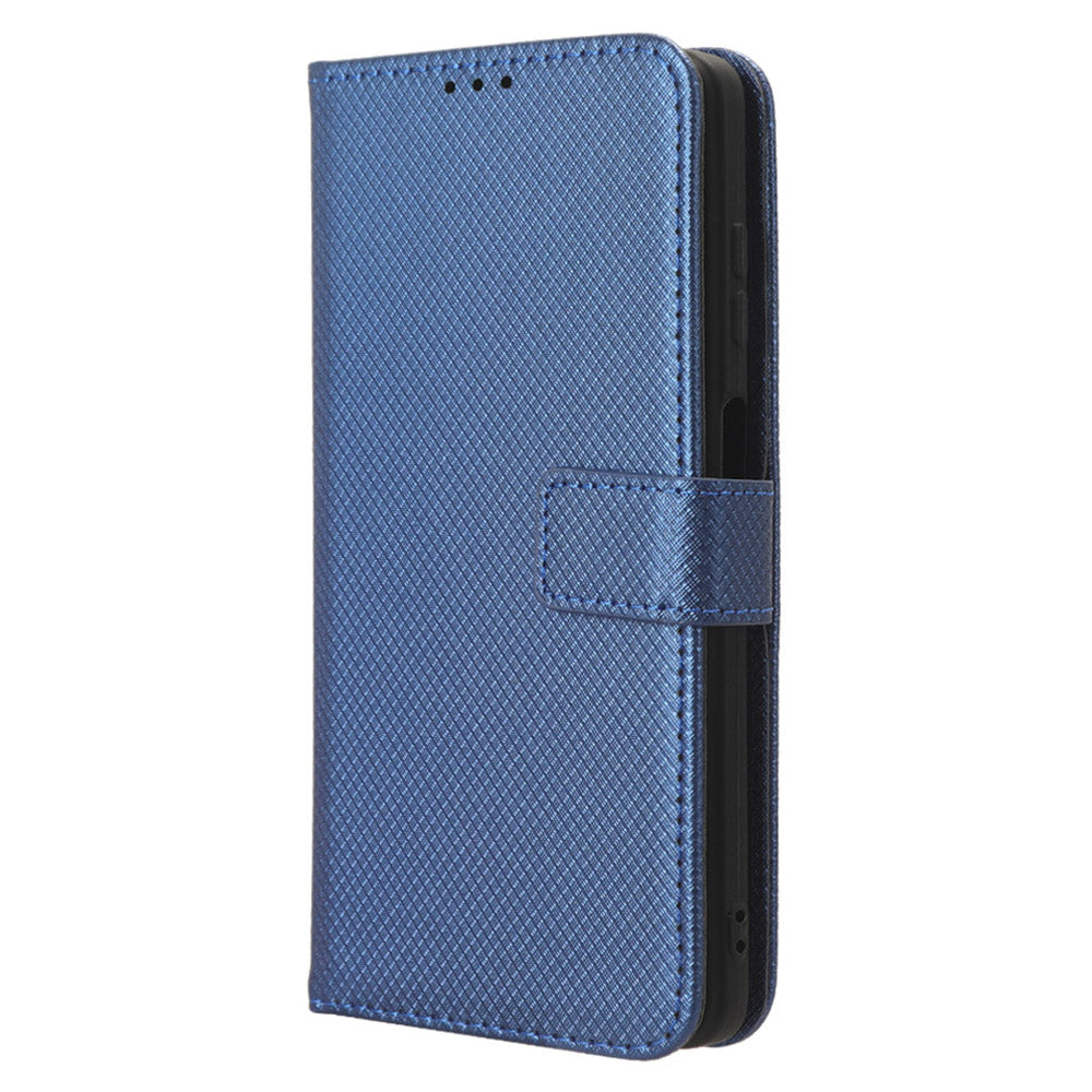 Diamond Texture Shell for Blackview Oscal C30 / C30 Pro Phone Wallet Case PU Leather Stand Cover - Blue