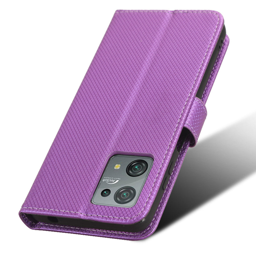 Diamond Texture Shell for Blackview Oscal C30 / C30 Pro Phone Wallet Case PU Leather Stand Cover - Purple